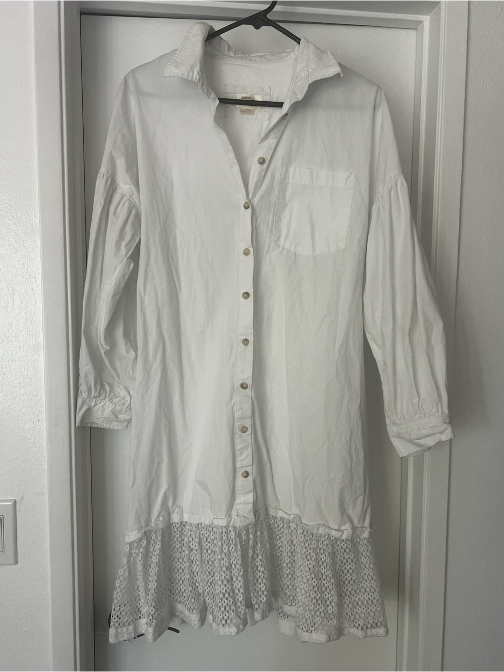 Maeve Anthropologie Cotton Button-Down Dress with Eyelet Hem New Medium